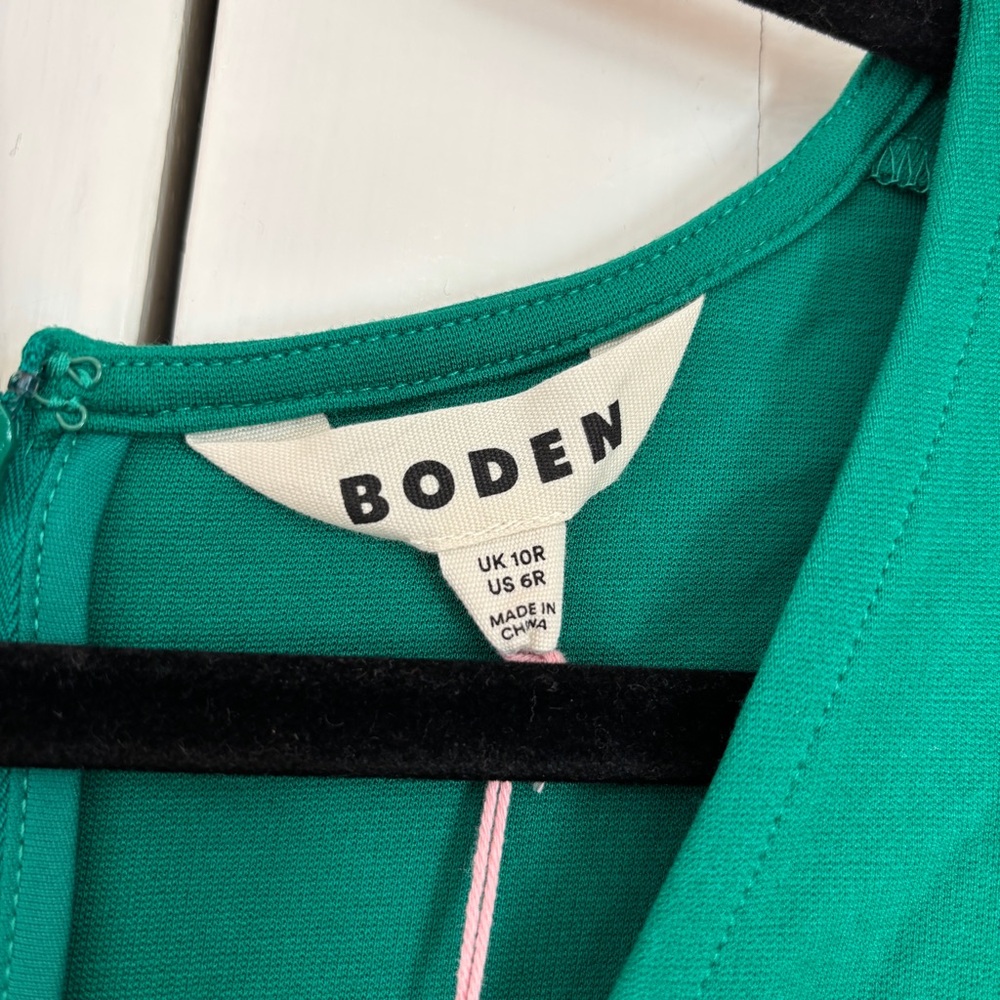 Boden Emilie Solid Green Jersey Knit Long Sleeve Midi Dress Tie Waist Size 6 NWT - Picture 4 of 11